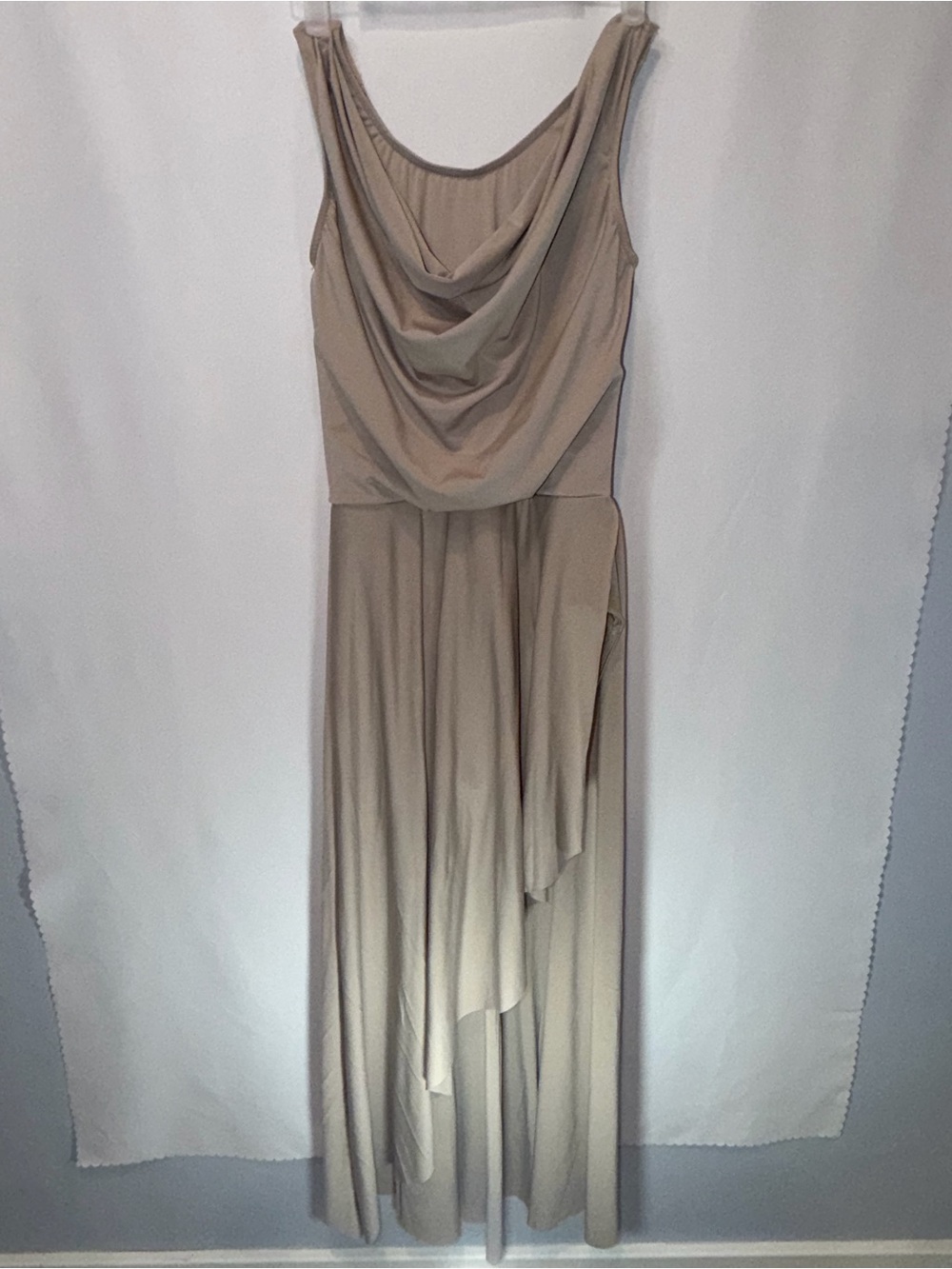 Weissman Taupe Cowl Neck Maxi Dress